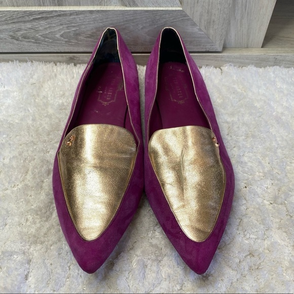 Ted Baker Oleshky Purple/Metallic Leather Ballet Flats US  10.5-11  EU 41 - Picture 2 of 10